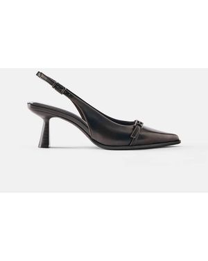 Pull&Bear Scarpe Slingback Con Fibbia Marroni - Marrone