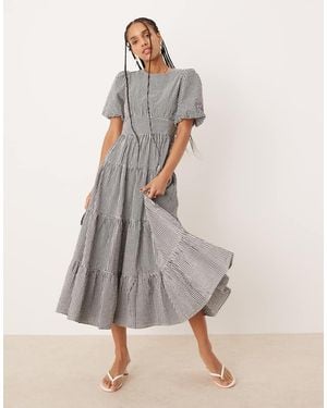 Nobody's Child Ricky Puff Sleeve Midi Dress - Grey
