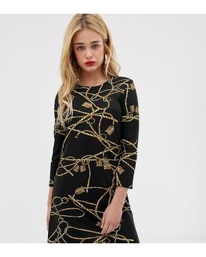 Stradivarius Vestido negro con estampado de cadenas