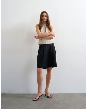 TOPSHOP Tailored Linen Ovoid Bermuda Shorts - White