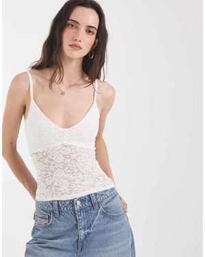 Hollister V Neck Lace Cami Top - White
