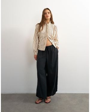 TOPSHOP High Neck Balloon Sleeve Shirt - White