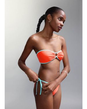 Mango Teen Bandeau And Tie Waist Bikini Set - Orange