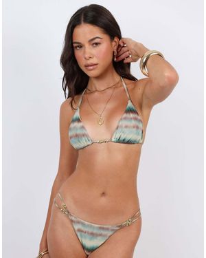 SIMMI Tie Dye Triangle Bikini Top - Brown