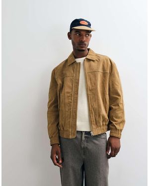 ASOS Oversized Bomber Van Echt Leer - Naturel