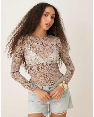 Aware Fine Layering Jersey Top - Brown