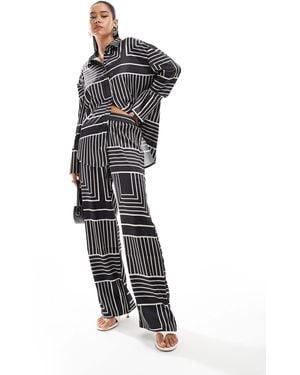 4th & Reckless Satin Wide Leg Pants Co-ord - Black