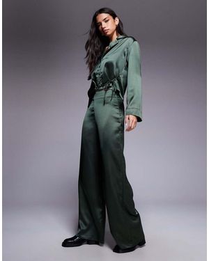 ASOS Satin Co-ord Wide Leg Trouser - Grey