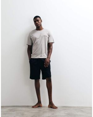 Jack & Jones Pijama Gris Y Negro De Camiseta Y Pantalones Cortos - Blanco