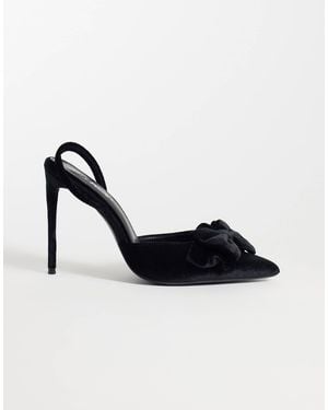 Public Desire Pepper Slingback Heeled Shoes With Bow - Black