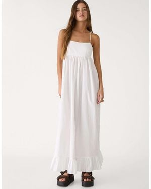 Stradivarius – es popeline-maxikleid - Weiß