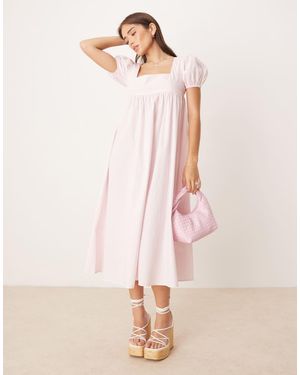 Collective The Label Square Neck Puff Sleeve Midaxi Dress - Pink