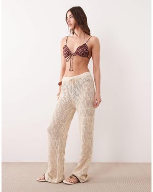 Iisla & Bird Crochet Beach Trouser With Contrast Trim - Natural