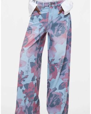 Desigual Jeans mit weitem bein und print - Blau