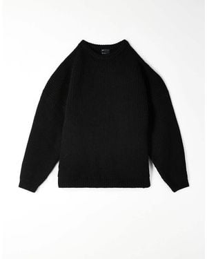 ASOS Super Oversized Boxy Fit Knitted Fisherman Rib Jumper - Black