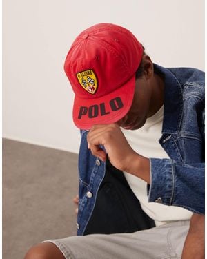 Polo Ralph Lauren Racing Vintage Logo Lightweight Cotton Twill Baseball Cap - Red