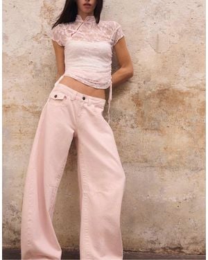 Stradivarius Low-rise Barrel Jeans - Natural