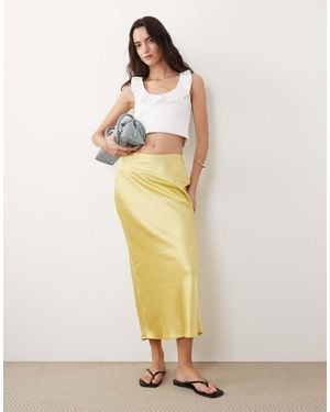New Look Satin Bias Midi Skirt - Metallic
