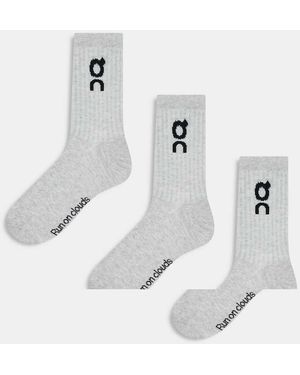 On Shoes On 3 Pack Logo High Socks - White