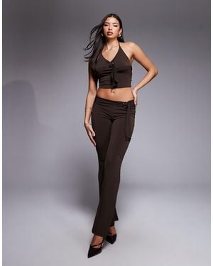 I.AM.GIA Siofra Metal Hardware Drape Belt Detail Flare Trousers - Grey