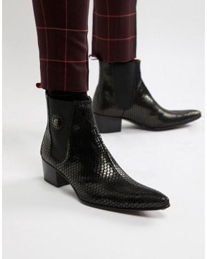 Jeffery West Sylvian Cuban Boots In Black Snake Print