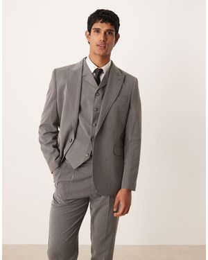 ASOS Pinstripe Slim Fit Jacket - Grey