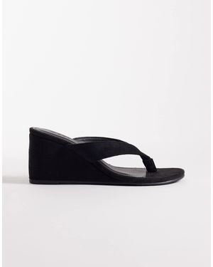 SEQWL Ines Thong Wedge Sandal - Black