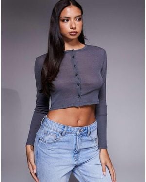 ASOS Semi Sheer Mesh Cropped Cardigan - Blue