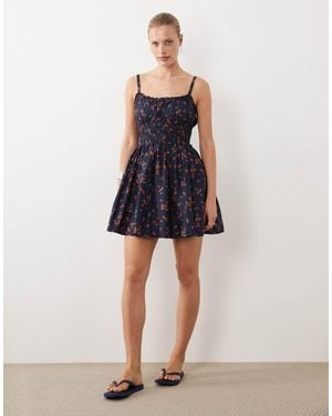 Abercrombie & Fitch Strappy Mini Smock Dress - Blue