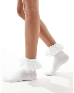 Glamorous Frill Detail Socks - White