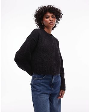 TOPSHOP Knitted Crew Boucle Cardigan - Blue