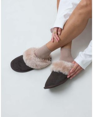 ASOS Zeus Premium Pantoffels Van Schapenvacht - Bruin