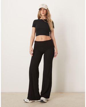 Tala Pantalones De Campana De Estar Por Casa Negros Moldeadores Con Cinturilla Plegada Multiposición 365 Sculpting Lounge