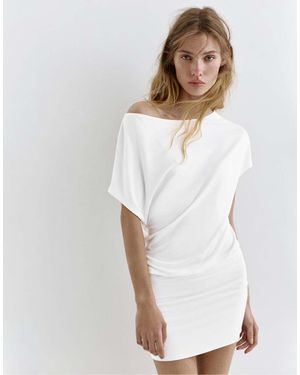 Pull&Bear Short Asymmetric Dress - White