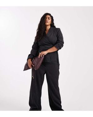 Vero Moda Pantalones De Sastre Gris Oscuro Jaspeado De Pernera Ancha De (Parte De Un Conjunto) - Negro