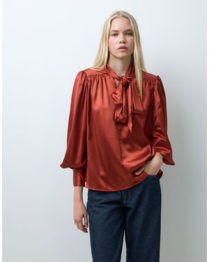 ASOS Bluse mit schulterpolstern aus satin - Rot