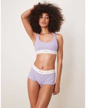 Calvin Klein Culotte Lilla A Coste - Bianco