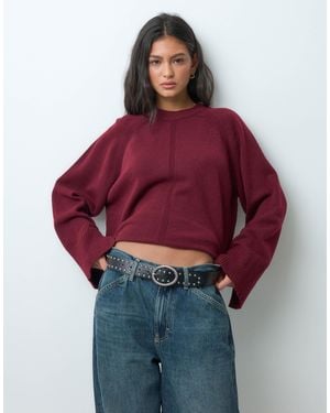 ASOS Pull en maille avec détail raglan en cabarnet - Rouge