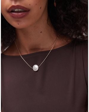TOPSHOP Farley Dainty Choker Necklace With Pearl Pendant - Brown
