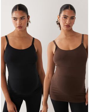 Mama.licious Mamalicious Maternity 2 Pack Seamless Cami Top - Black