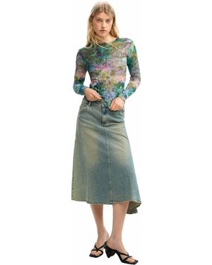 Desigual Bluse mit struktur und blumen - Blau