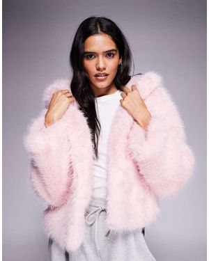 Kiwi & Co Chaqueta Corta Con Capucha De Piel Sintética Faye De - Rosa