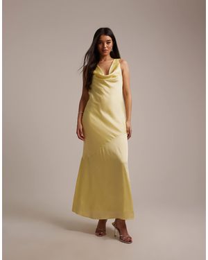 TFNC London Bridesmaid Satin Cowl Front And Back Maxi Dress - White