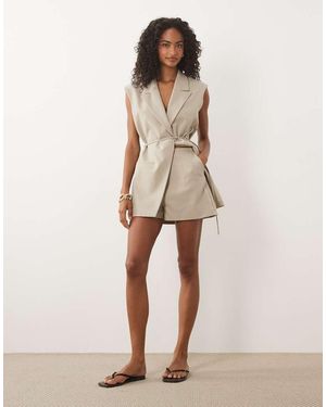 ASOS A Line Tailored Shorts - Natural