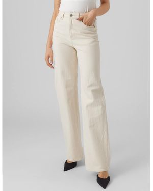 Vero Moda Vaqueros De Pernera Ancha Y Talle Alto De -Blanco - Neutro