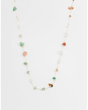 ASOS Collana Corta A Catena Color Oro Con Pietre Semipreziose Scheggiate - Bianco