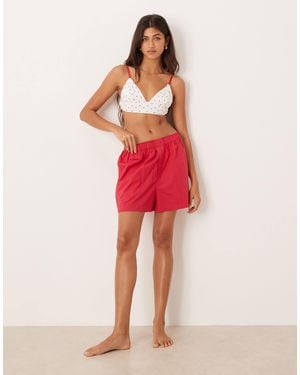 ASOS Cotton Poplin Boxer Short - Red