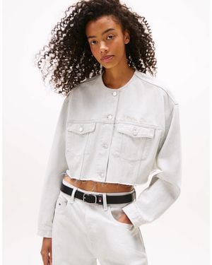 Tommy Hilfiger – cropped jeansjacke - Weiß