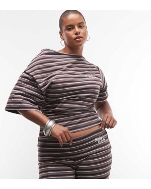 ASOS Weekend Collective Curve Co-Ord Top Met Blote Schouders, Corsettaille En Streep - Meerkleurig