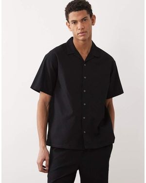 JJ Rebel Overhemd Met Wafelstructuur - Zwart